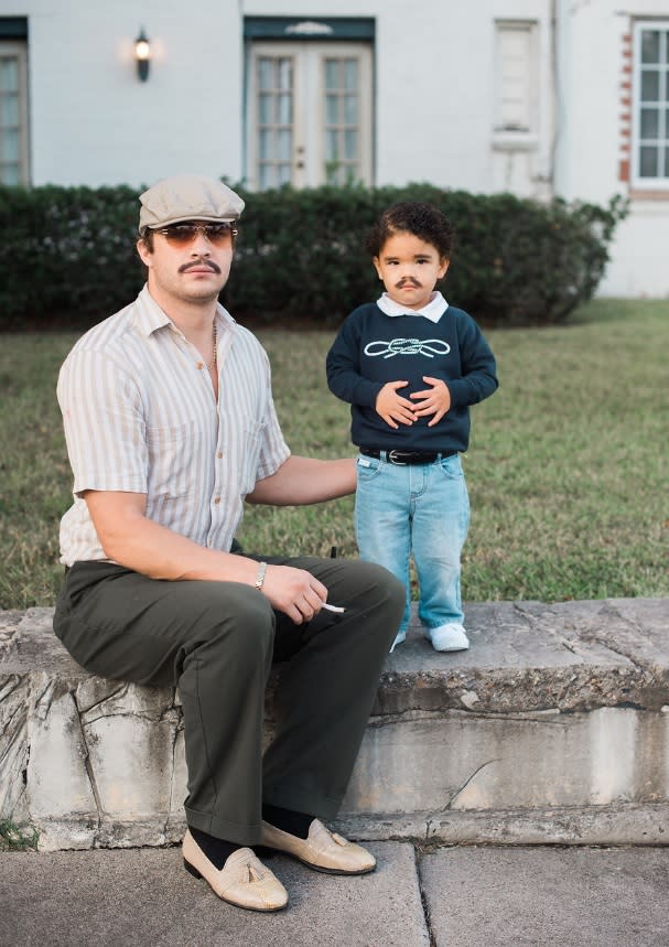 Matt Taylor and his daughter Jada in their 'Narcos' inspired Halloween costume. (Photo: Rachel Taylor) 