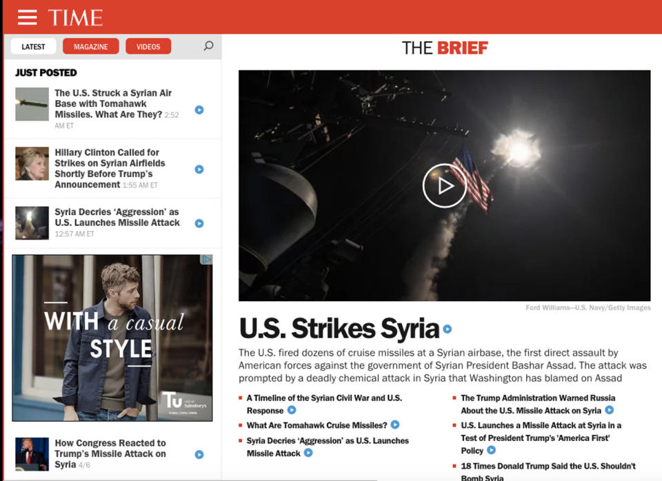 World response in headlines to U.S. Syria Strikes: Time