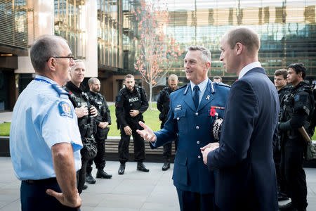 Britain's Prince William visits the Justice and Emergency Services Precinct in Christchurch, New Zealand April 25, 2019. Mark Tantrum/The New Zealand Government/Handout via REUTERS