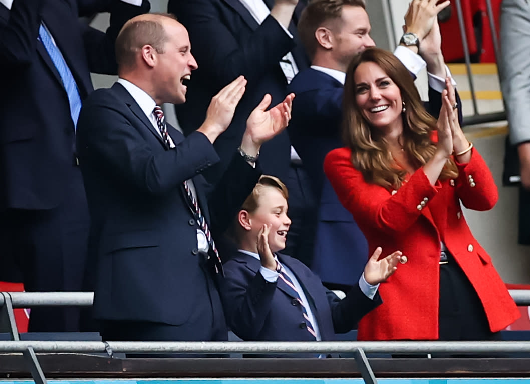Prince George with parents Prince William and Kate Middleton at European Football Championship (dpa/picture alliance via Getty I)