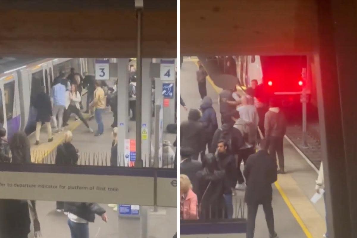 Fight breaks out at Abbey Wood station <i>(Image: @CrimeLdn/X)</i>