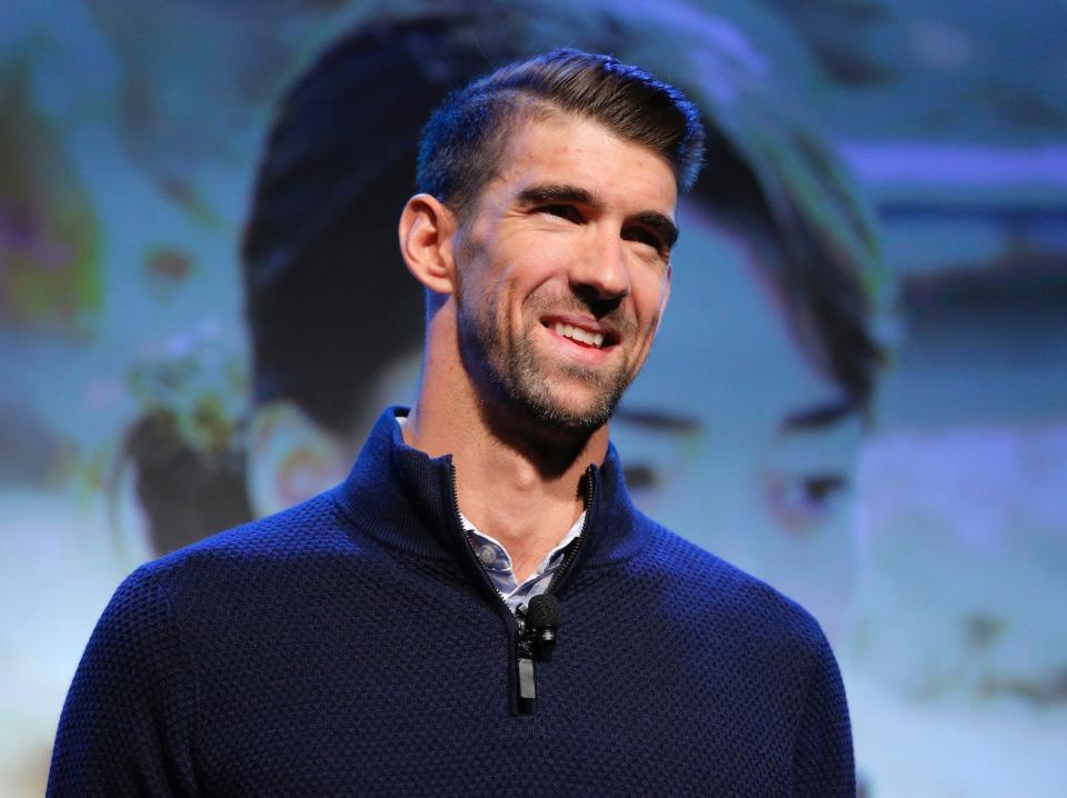 Michael Phelps smiles.