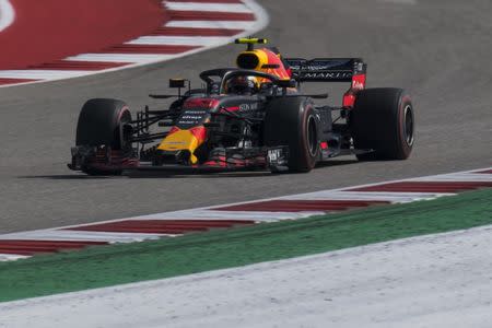 Oct 21, 2018; Austin, TX, USA; Red Bull Racing driver Max Verstappen (33) of Netherlands during the United States Grand Prix at Circuit of the Americas. Mandatory Credit: Jerome Miron-USA TODAY Sports