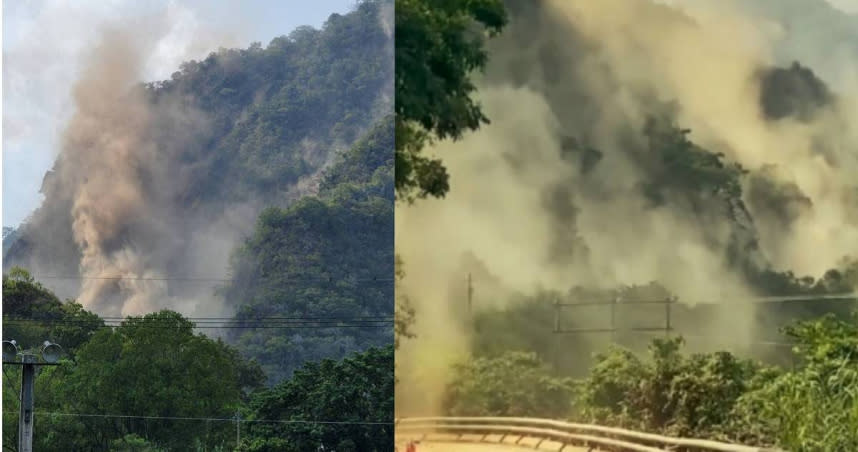 花蓮傳出有車輛在走山時遭土石掩埋。（圖／翻攝畫面）