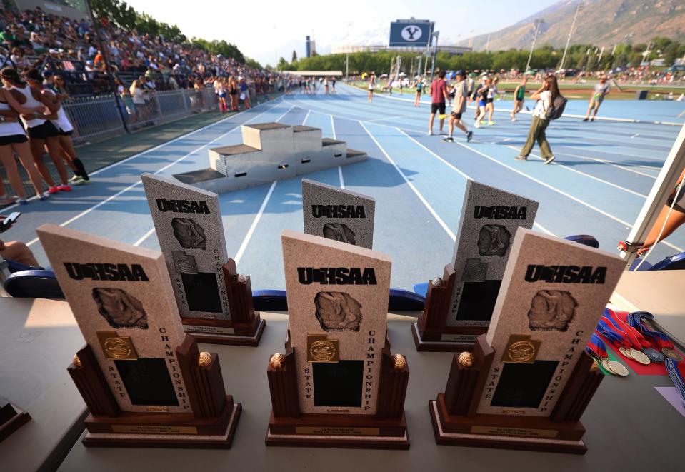 High School athletes gather at BYU in Provo to compete for the state track and field championships on Saturday, May 20, 2023. | Scott G Winterton, Deseret News