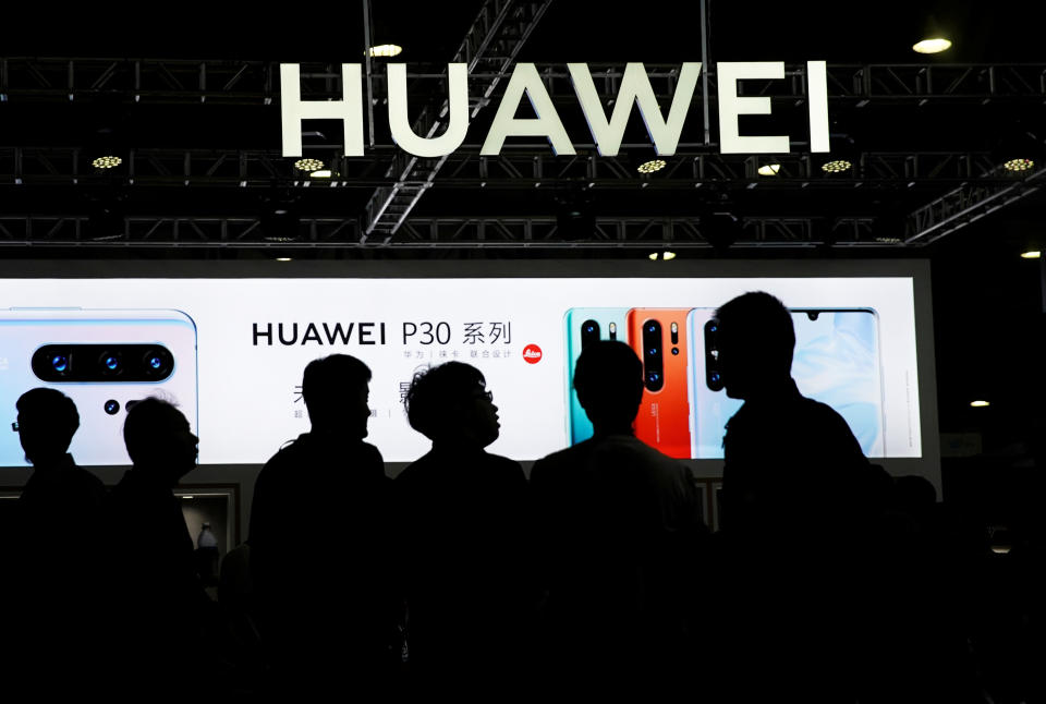 A Huawei company logo is seen at CES (Consumer Electronics Show) Asia 2019 in Shanghai, China June 11, 2019. REUTERS/Aly Song