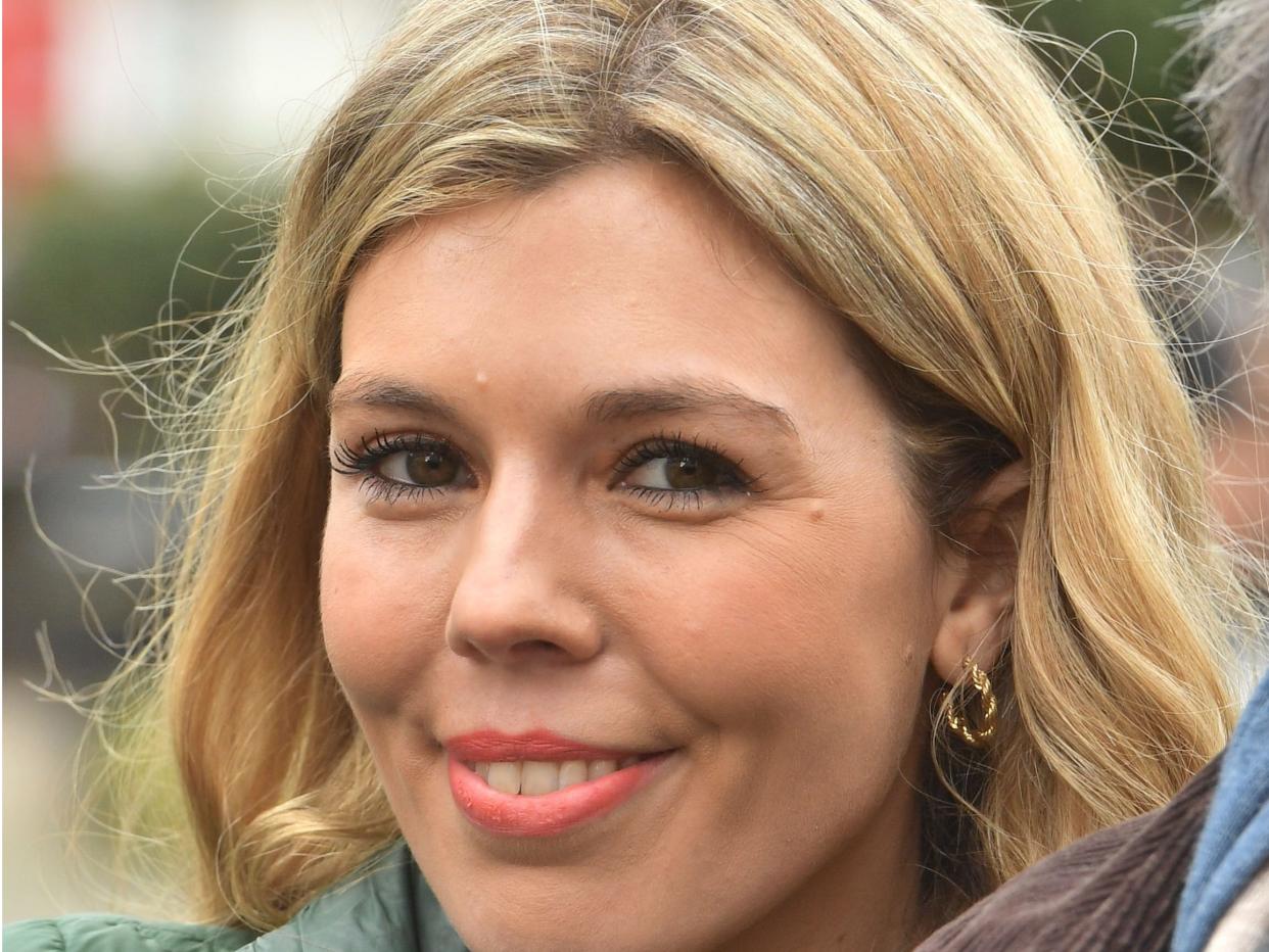 Activist Carrie Symonds takes part in an anti-whaling protest outside the Japanese Embassy in central London. (