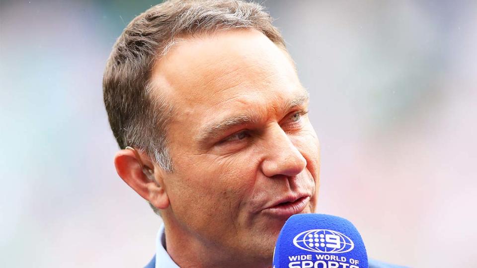 Seen here, Michael Slater during Channel Nine commentary.