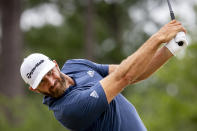 Dustin Johnson watches his drive off the third tee during the final round of the Palmetto Championship golf tournament in Ridgeland, S.C., Sunday, June 13, 2021. (AP Photo/Stephen B. Morton)