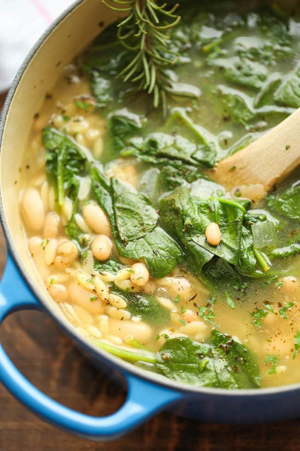 Easy Spinach and White Bean Soup from Damn Delicious