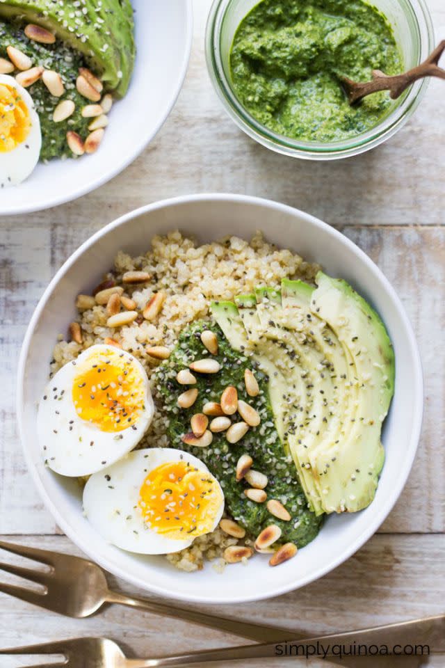 Kale Pesto with Quinoa Breakfast Bowl