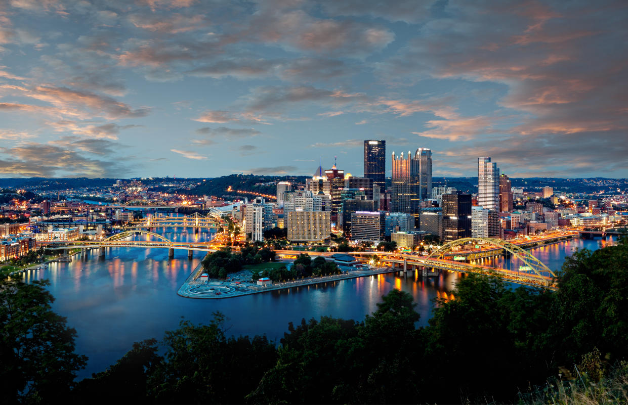  The Pittsburgh skyline at dusk. 