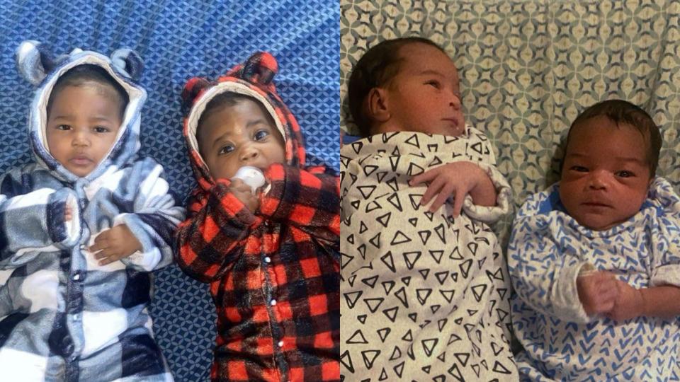 Twins Elliott and Zion (left) and their younger twin brothers Kendrick and Kairo (right).