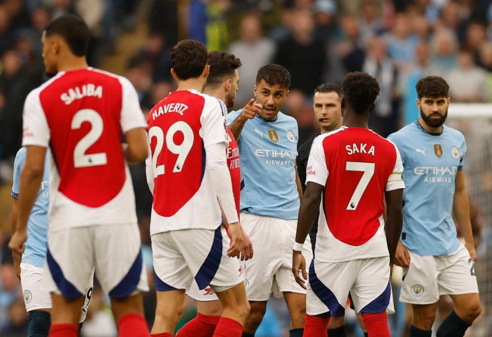 Rodri was unhappy with Kai Havertz after their early clash (Action Images/Reuters)