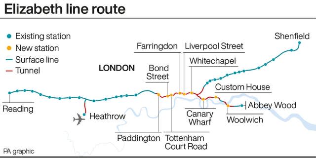 Elizabeth line route (PA Graphics)