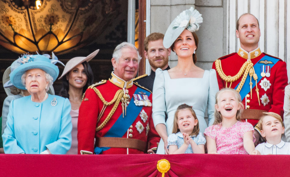 The former Meghan Markle made her first Trooping the Colour appearance on the balcony of Buckingham Palace in 2018.  (Samir Hussein / WireImage)