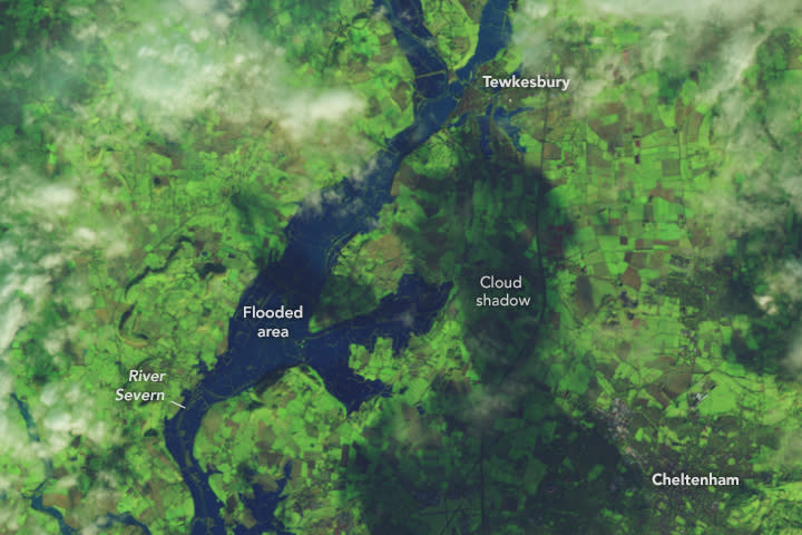 Flooding along the River Severn in England, January 3, 2024. NASA