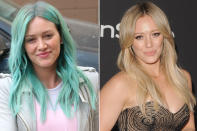 Alles neu macht der Frühling – auch die Haare von Sängerin und Schauspielerin Hilary Duff, die sich nach dem Vorbild von Kelly Osbourne und Nicole Richie an die bunten Farbtöpfe wagte und ihr früher goldblondes Haar jetzt türkisblau trägt. (Bilder: Wenn, Getty Images)