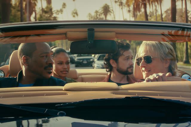 <p>Courtesy of Netflix</p> Eddie Murphy, Taylour Paige, Joseph Gordon-Levitt and Bronson Pinchot in 'Beverly Hills Cop: Axel F'