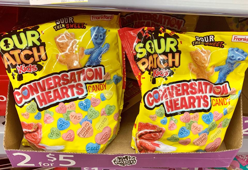 Sour Patch Kids has Conversation Hearts, which are "sour then sweet."