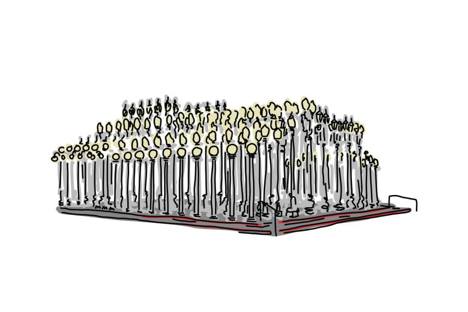 Illustration of Chris Burden's "Urban Light" installation at LACMA.