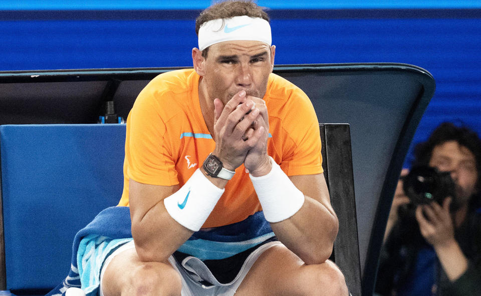 Rafa Nadal, pictured here after his injury at the Australian Open.