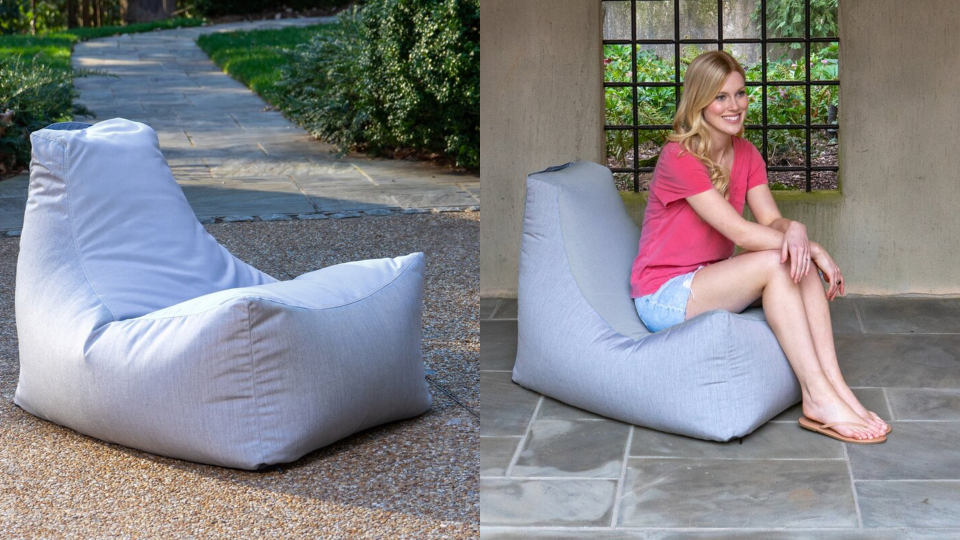 Lounging outdoors isn't strictly reserved for hammocks–try a bean bag chair in your outdoor space instead.