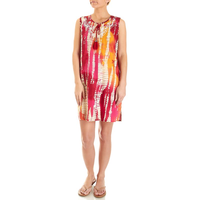 Embroidered Yoke Tie Dye Tunic Cover Up