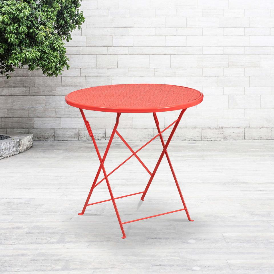 <h2>59% Off 30" Flash Furniture Round Indoor-Outdoor Steel Folding Patio Table</h2><br><em>Shop <strong><a href="https://amzn.to/3AHXA2a" rel="nofollow noopener" target="_blank" data-ylk="slk:Flash Furniture" class="link ">Flash Furniture</a></strong><br></em><br><br><strong>Flash Furniture</strong> 30" Round Indoor-Outdoor Steel Folding Patio Table, $, available at <a href="https://amzn.to/3PkMDYc" rel="nofollow noopener" target="_blank" data-ylk="slk:Amazon" class="link ">Amazon</a>