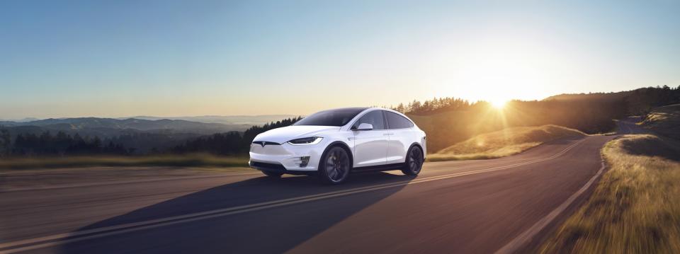 The Tesla Model X P100D is an all-electric vehicle that zooms from zero to sixty m.p.h. in a shocking 2.9 seconds