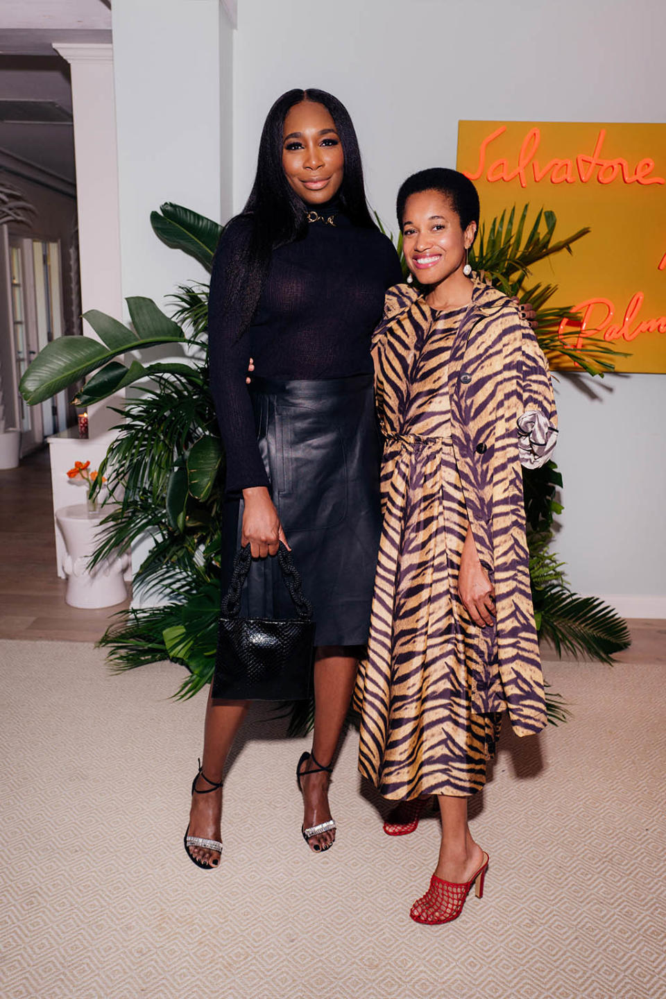 (LR) Venus Williams and Tamu McPherson at the reopening of Salvatore Ferragamo in Palm Beach, Florida on May 11, 2022.