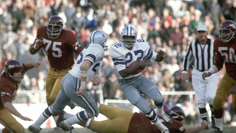 The Dallas Cowboys' Bob Hayes, pictured in action against the Washington Commanders in Dallas on December 11, 1996. - James Drake/Sports Illustrated/Getty Images