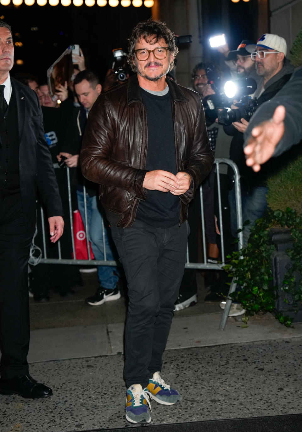 Pedro Pascal, SNL, New York, New Balance, sneakers, suede, party