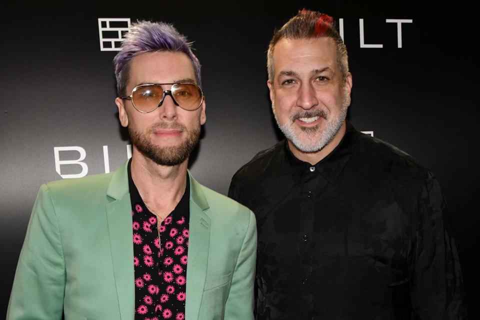 <p>Craig Barritt/Getty Images for Bilt Rewards</p> Lance Bass and Joey Fatone in New York City on Dec. 12, 2023