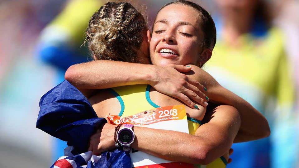 Tallent rushes to congratulate Montag despite her heartbreak. Pic: Getty