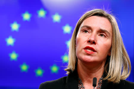 European Union foreign policy chief Federica Mogherini holds a news conference after an EU-African Union meeting in Brussels, Belgium, January 22, 2019. REUTERS/Francois Lenoir
