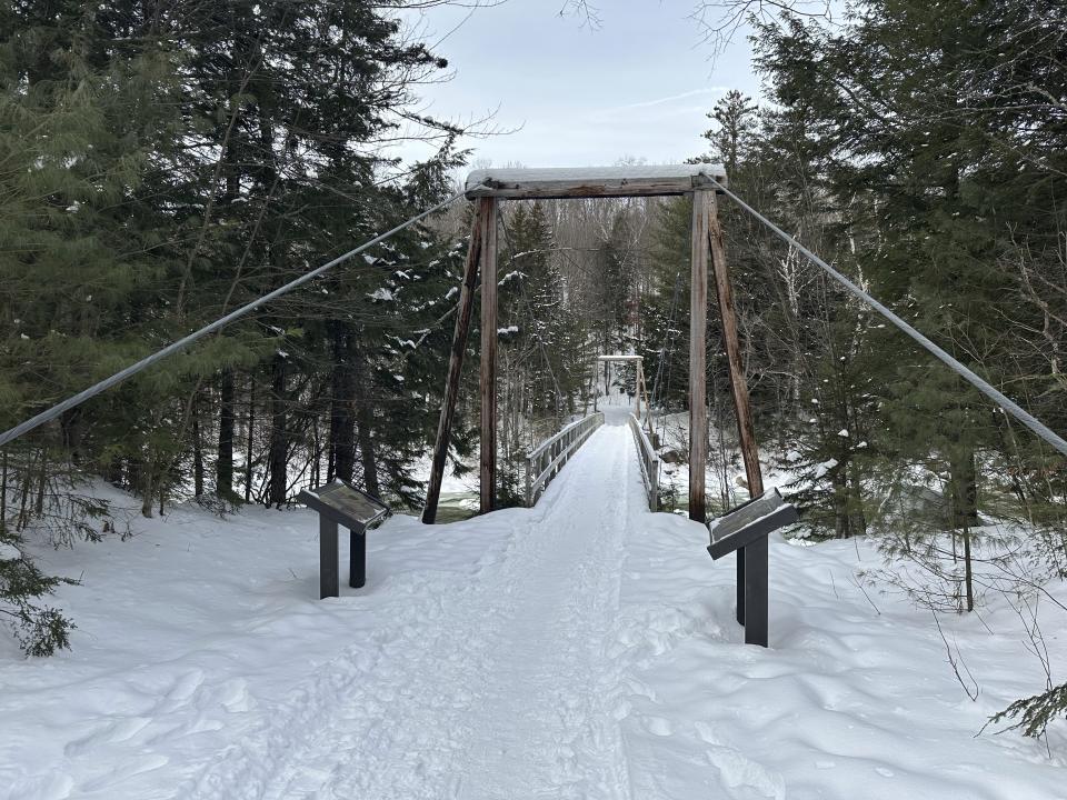 The trailhead where a hiker who died this week departed from is shown in Lincoln, N.H., Friday, Jan. 19, 2024. Christopher Roma, an experienced hiker who had accomplished the “Triple Crown” of challenging cross-country trails died in New Hampshire's White Mountains during a solo hike in brutal conditions, including single-digit temperatures, harsh winds and waist-deep snow. (AP Photo/Nick Perry)