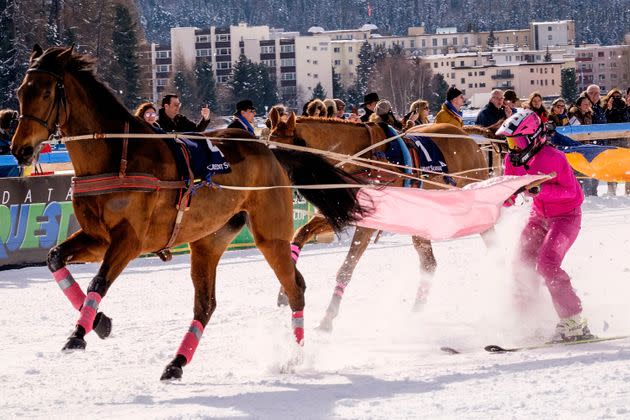 A skijoring race in St. Moritz in February 2017. (Photo: Awakening via Getty Images)