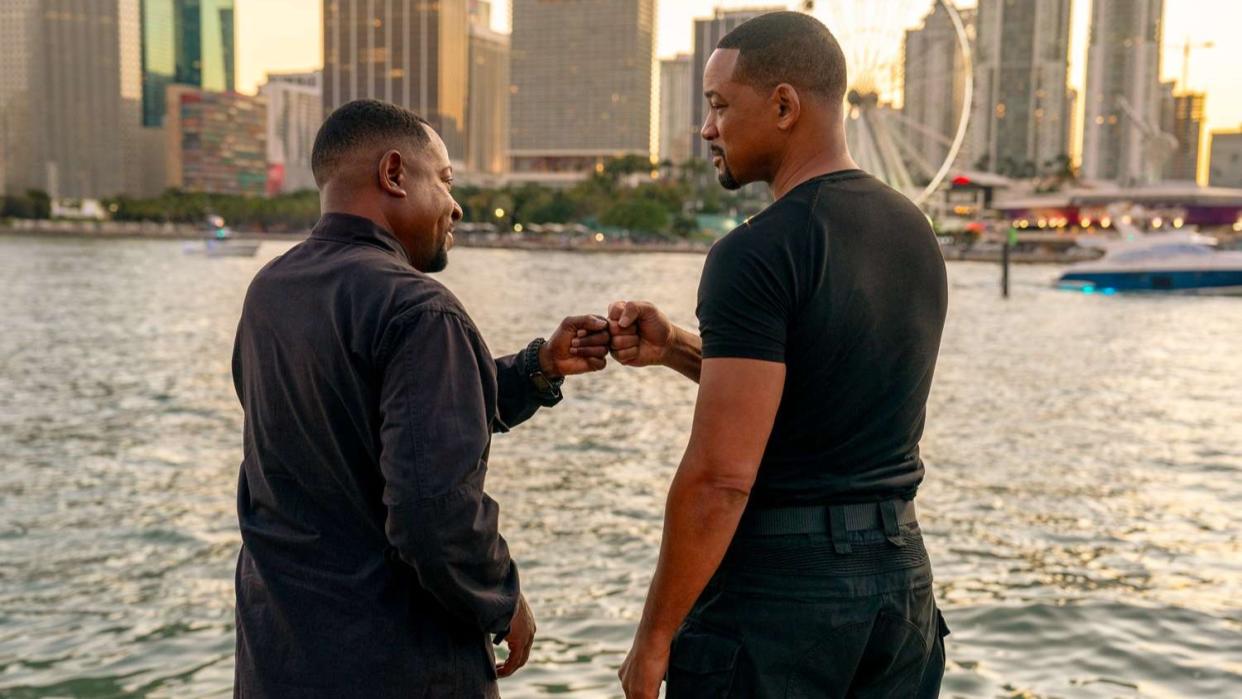  Martin Lawrence and Will Smith as Marcus and Mike bumping fists in Bad Boys: Ride or Die . 