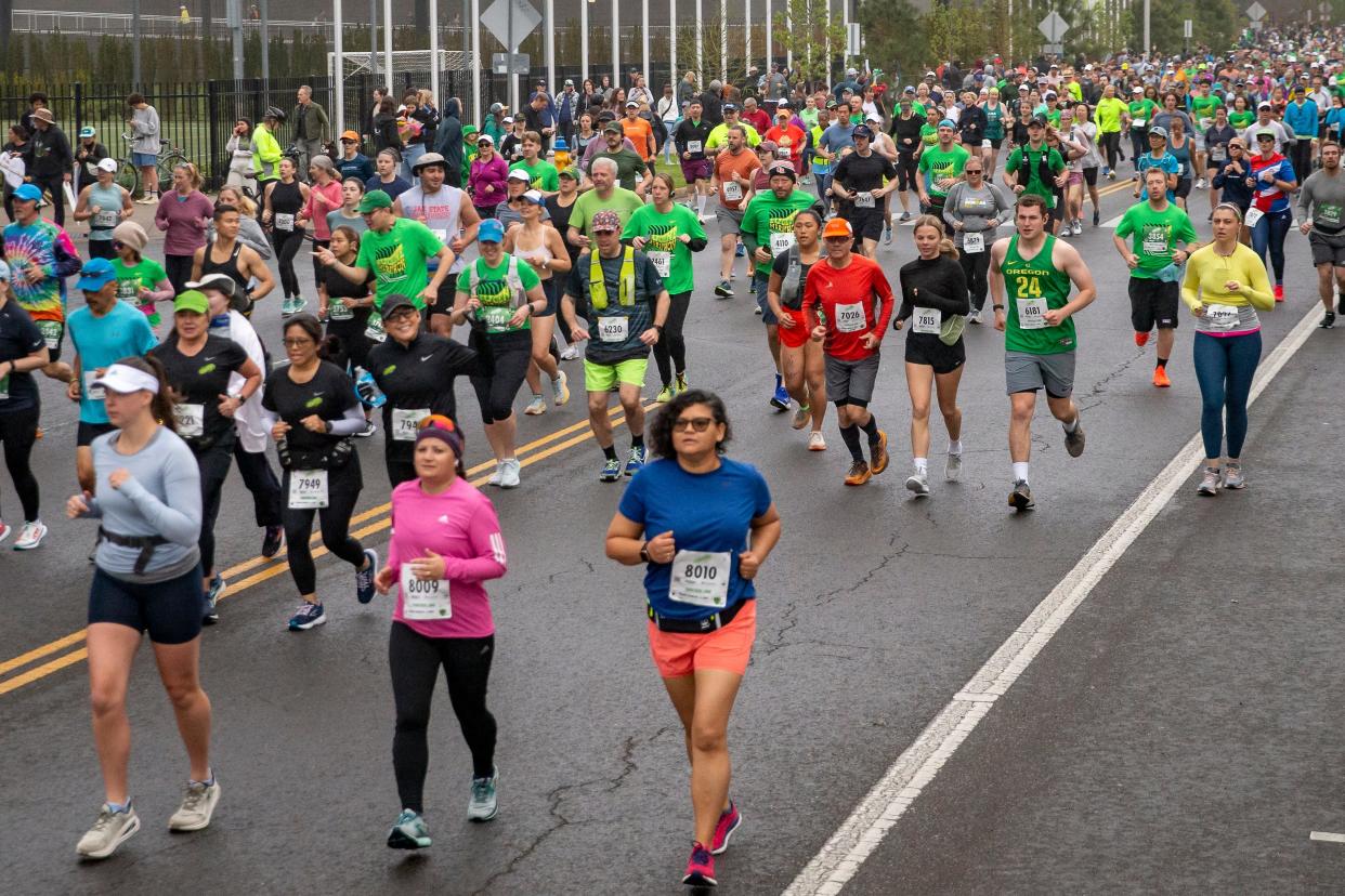 Runners from across the region compete in the Eugene Marathon on Sunday, April 30, 2023, in Eugene.