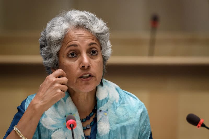 FILE PHOTO: World Health Organization (WHO) Chief Scientist Soumya Swaminathan attends a news conference in Geneva