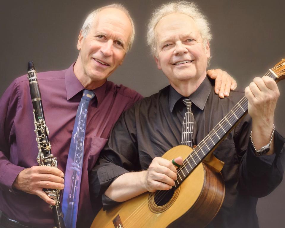 Acoustic guitarist Guy Van Duser, right, and clarinetist Billy Novick will perform "Jazz Under the Tent" on Sunday, July 31 in Falmouth.