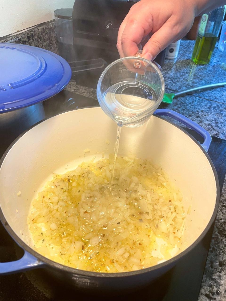 Adding water to sauce for Ina Garten's Penne Alla Vodka