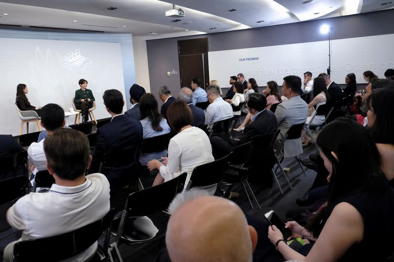 EDB Managing Director Jacqueline Poh speaks during a Reuters Newsmaker event in Singapore