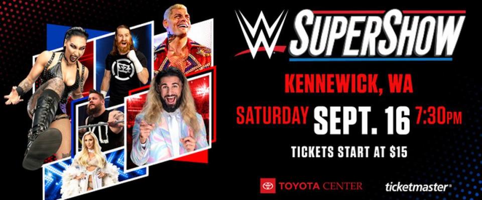 Wrestling stars Rey Mysterio, Seth “Freakin” Rollins and more will be at the Toyota Center in Kennewick, Wash. on September 16.