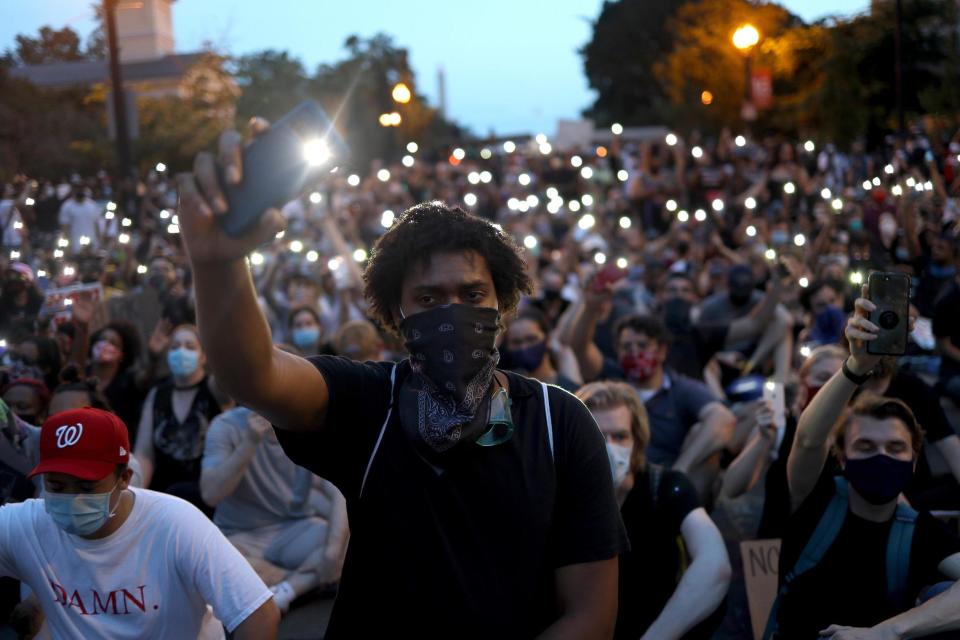 Protests over the death of George Floyd were mostly peaceful last night in Washington DC (Getty Images)