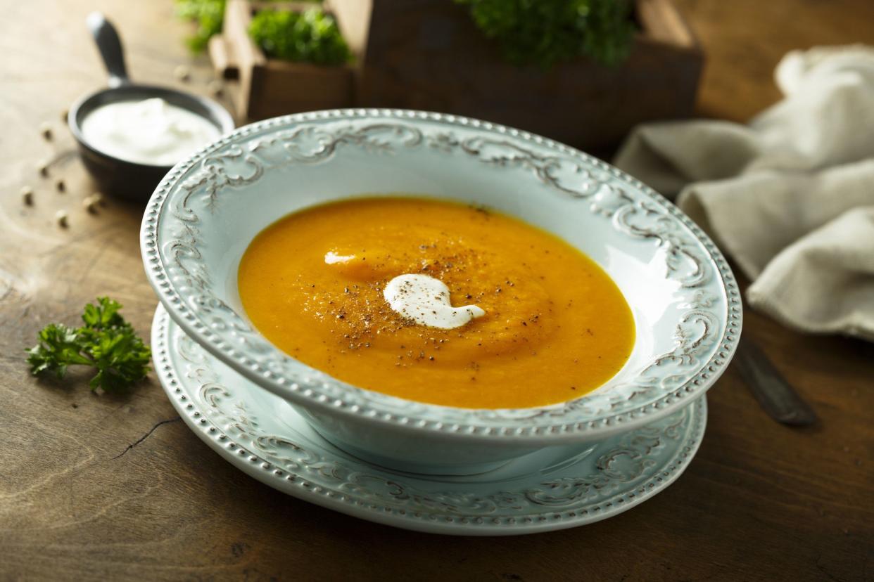 curry pumpkin soup with cream and spices