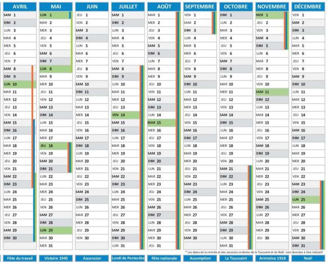 Jours fériés de 2023 : le calendrier complet des ponts et week