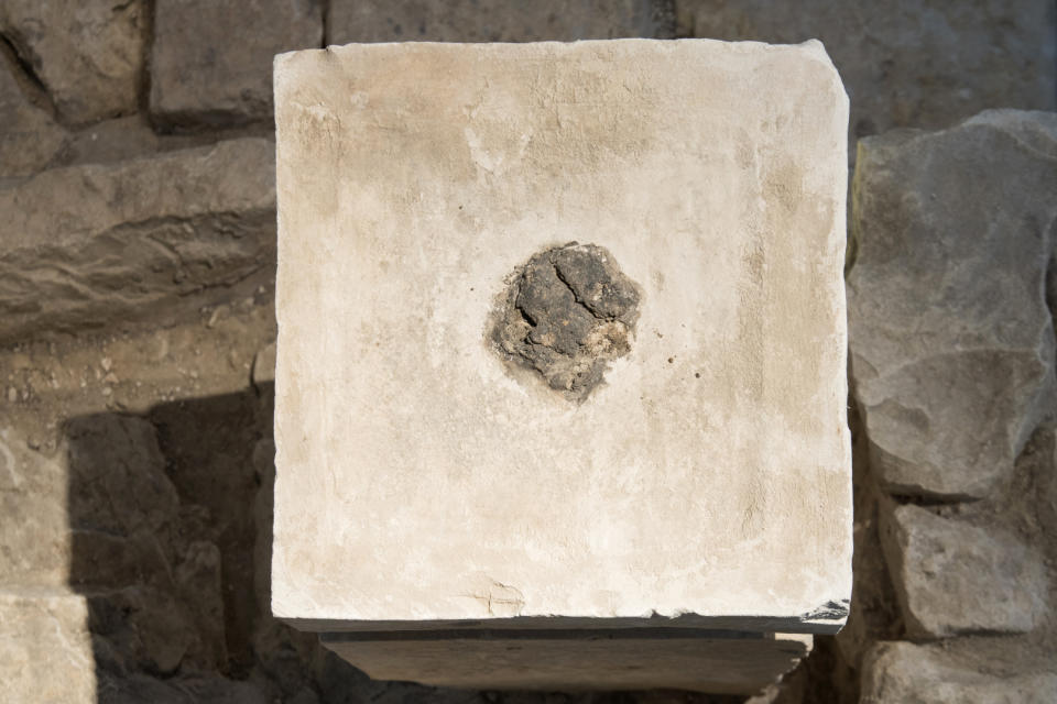 This undated photo provided by the Israeli Antiquities Authority, an ancient altar is on display at the Israel Museum in Jerusalem. Israeli archaeologists said they've made a dope discovery, finding cannabis residue on artifacts from an ancient temple in southern Israel. They said it provides the first evidence of the use of hallucinogens in the Jewish religion. In a research paper, the authors said the discovery from an 8th century BC shrine offers the first proof for "the use of mind-altering substances as part of cultic rituals in Judah," including the first Jewish temple that stood in Jerusalem at the same time. Chemical analysis of the samples conducted at Israel's Hebrew University and Technion Institute found that one altar contained the psychoactive compounds found in marijuana. (Laura Lachman/Israeli Antiquities Authority/Israel Museum, via AP)