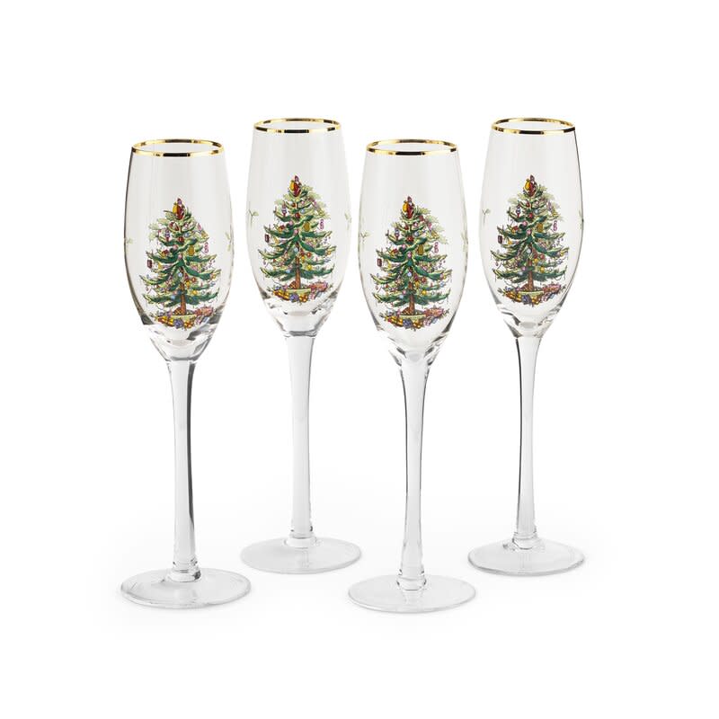 spode christmas champagne glasses